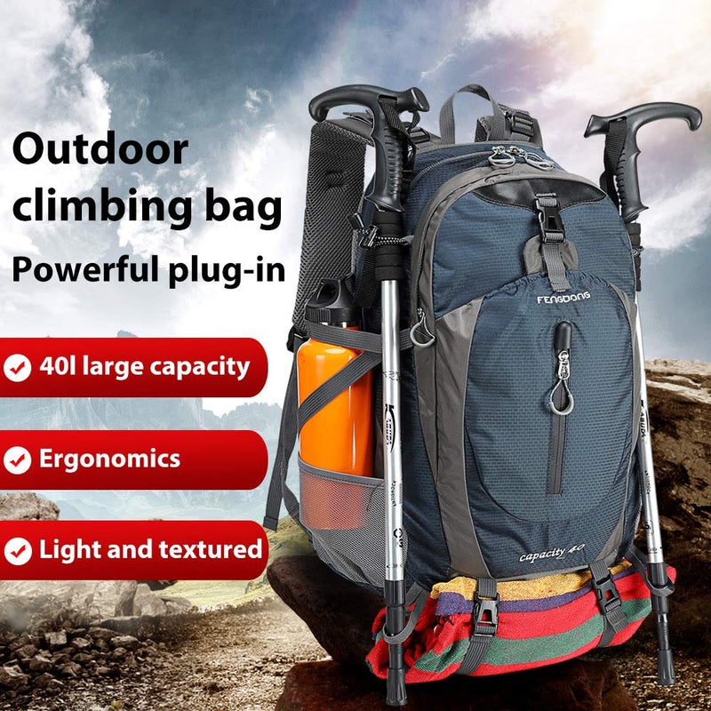 FENGDONG 40L Waterproof Lightweight Outdoor Daypack Hiking,Camping,Travel Backpack for Men Women Blue - Image 5